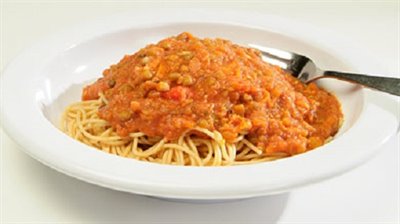 Sauce &#224; spaghetti aux lentilles et champignons