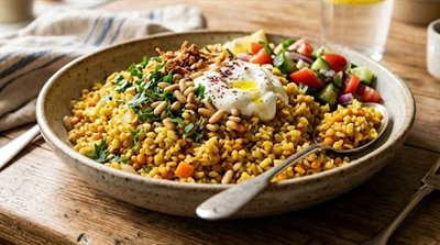 Pilaf aux lentilles rouges et au boulghour